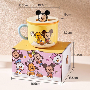Mickey Minnie Tsum Tsum Ceramic <strong>Mug</strong> with 3D Silicone Lid Cute Cartoon Coffee Cup with Gift Box for Kids Milk Cup - Product Image 5