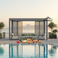 Pergola bioclimatique Sweet Home à toit rétractable en aluminium, auvent motorisé à lames orientables, gazebo extérieur, protection contre les UV, imperméable