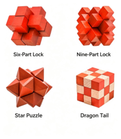 Jeu de société en bois de haute qualité : Casse-tête Kongming et Luban à démonter, jeu de puzzle complet avec boîte de rangement