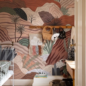 <span class=keywords><strong>Papier</strong></span> <span class=keywords><strong>peint</strong></span> personnalisé moderne de <span class=keywords><strong>Style</strong></span> nordique pour chambre d'enfants Illustration de forêt de <span class=keywords><strong>montagne</strong></span> étanche antistatique pour salon - Product Image 2