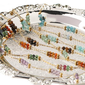 Crystal Beaded Chain <b>Bracelet</b> Stainless Steel Colorful Loose Beads Women's Jewelry Everyday Wear - Product Image 1