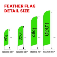 Personnalisé 2m 3m 4m 5m Plage Plume Drapeau Bannière Publicité Oriflamme Vente Signe Promotionnel Drapeaux avec Accessoires Kit Stand Base