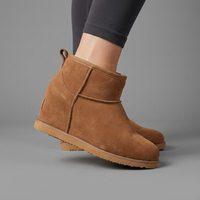 Sepatu Bot Salju Wanita Musim Gugur/Dingin Anti Air Bahan Suede Sapi, Bernapas, Isolasi Termal, Lapisan Bulu Imitasi Lembut, Sol EVA
