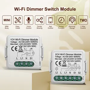 Tuya Wi-Fi Smart Dimmer modulo 10A miniatura di dimensioni 1 e 2 Gang di controllo 2 vie funziona Alexa Google Home interruttore luce dimmerabile - Product Image 3