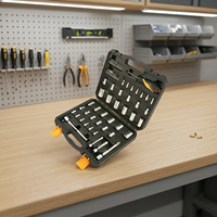 Ensemble d'outils industriels de 65 pièces : Clés à douille, embouts et clés à molette, coffret d'outils à main combinés