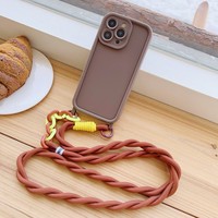Étui à cordon pour iPhone 17 16 15 Pro Max 14 12 11 13 Plus X XS Max, avec cordon tour de cou, protection souple de l'objectif et coque mate