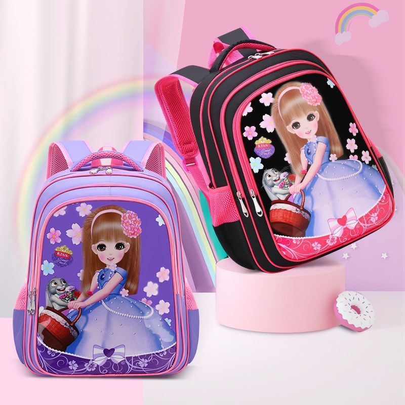 3-Piece Girls Princess Backpack Set - Cute Cat Schoolbag + Shoulder Bag + Pencil Case, Korean Style, Pink