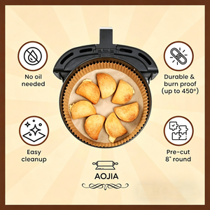 Papiers de cuisson ronds anti-graisse et imperméables pour friteuse à air, jetables, sans BPA, de qualité alimentaire, pour four et micro-ondes, 6,3 pouces, 100 pièces - Product Image 3