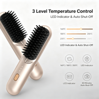Brosse lissante pour cheveux, plaque en plastique, écran LED, alimentation USB, fonction ionique, 2600 mAh, longue durée de vie, 1 an, portable, utilisation en hôtel, en extérieur