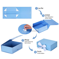 Boîte cadeau en carton pliable magnétique et portable de luxe de grande taille bleue écologique pour cadeaux