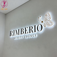 Letrero Acrílico con Letras LED Retroiluminadas con Efecto Halolit de Luz Suave Superior Personalizado, Logotipo 3D para Fondo de Pared de Hotel Boutique