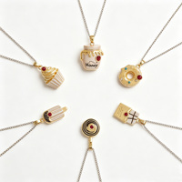 Collar con Colgante de la Serie de Comida Donut, Moderno y Lindo, para Mujer, Venta al Por Mayor