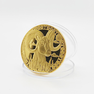 Monedas de oro del zodiaco europeo, Medalla Conmemorativa de Tarot, Medalla de la suerte, de los deseos de los dientes Hada, <span class=keywords><strong>moneda</strong></span> de recuerdo de Metal - Product Image 3