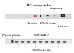 ตัวแยกสัญญาณ8K 2.1 <span class=keywords><strong>HDMI</strong></span> 8พอร์ต8Way 8K <span class=keywords><strong>120Hz</strong></span> 7860x4320 3D ตัวแยกวิดีโอ EDID 1x8 udid - Product Image 5