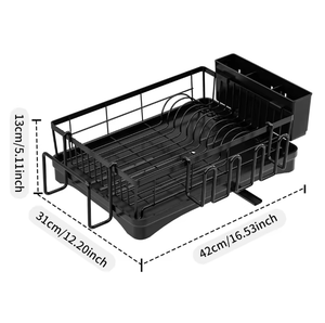 Escurridor de Platos de Metal Negro Ecológico, Bandeja Desmontable, Resistente a la Oxidación, Organizador de Cocina Moderno, Logotipo OEM, MOQ Pequeño, Personalizable - Product Image 1