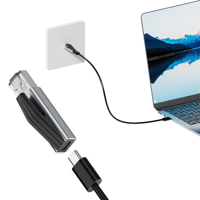 USB Type C to Ethernet Adapter Portable 1Gbps Gigabit RJ45 to Type-C Network LAN Hub Compatible Laptops Compatible with Tb 5/4/3
