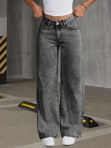 Jeans de Mezclilla Lavados para Mujer, Cintura Alta, Pierna Recta, Pantalones Largos Casuales, ODM - Product Image 5