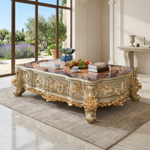 Antique Gold Handcrafted Solid Wood Movable Eco-Friendly Luxury Coffee <b>Table</b> for Living Room - Product Image 2