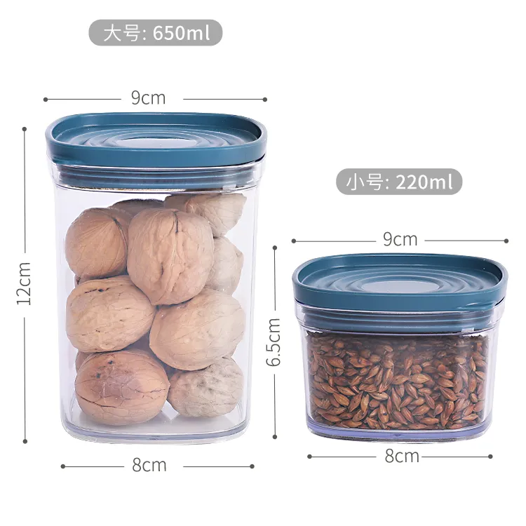 खाद्य भंडारण जार 220ml खाद्य ग्रेड के रूप में सील पॉट पारदर्शी पीई ढक्कन और सिलिकॉन अंगूठी भंडारण बक्से के साथ और डिब्बे खाद्य कंटेनर मिनी