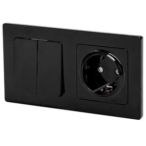 Encliquetez ici - Prise Schuko avec deux interrupteurs 1 VA, idéale pour contrôler plusieurs points d'éclairage. Pratique et - Product Image 1