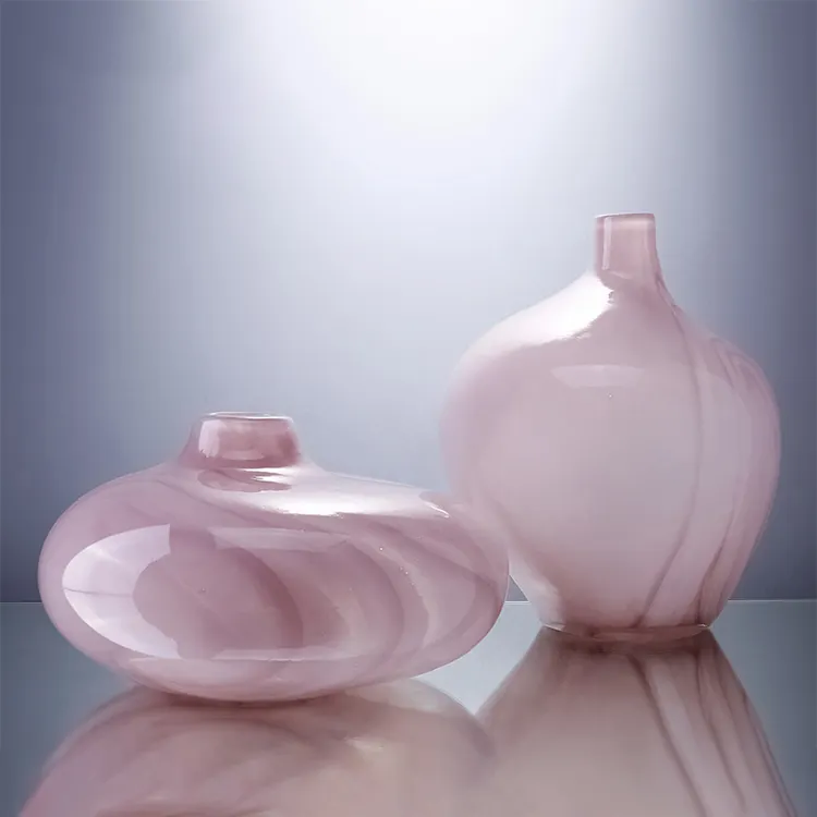 卸売カスタマイズ人気格安ギフトクリスタルピンク花ガラス花瓶家の装飾