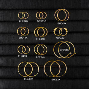 18K chapado en oro pendientes de cobre al por mayor Simple nuevo modelo de joyería de oro 24K chapado en oro para las mujeres - Product Image 6