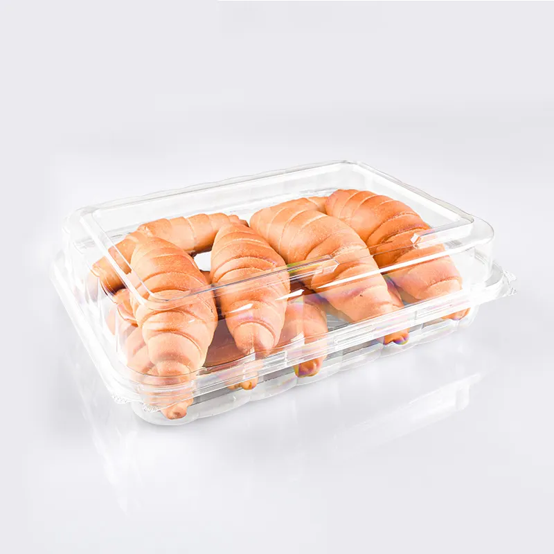 Werkslieferung umweltfreundlicher rechteckiger Kunststoffverpackungsbehälter transparente Gebäckbox in Lebensmittelqualität Croissant andere Lebensmittel