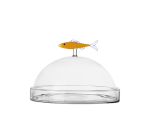 Frasco de Vidrio Transparente de Borosilicato Soplado a Mano con Tapa de Sardina, Soporte Decorativo para Pastel de Vidrio - Product Image 1