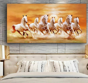 Peinture sur toile moderne de chevaux blancs au galop, affiche murale à suspendre, impression d'art mural <span class=keywords><strong>pour</strong></span> la décoration de la <span class=keywords><strong>maison</strong></span>, du salon - Product Image 5