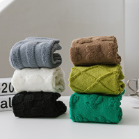 Chaussettes décontractées en coton BV Green Winter, en tissu éponge tridimensionnel antidérapant, longues, épaisses, couleur unie, tendance