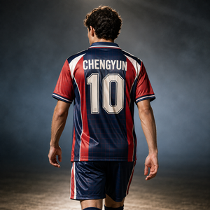 Camiseta <span class=keywords><strong>de</strong></span> Fútbol con Patrón Geométrico, Camiseta <span class=keywords><strong>de</strong></span> Fútbol con Bloques <span class=keywords><strong>de</strong></span> Color Intensos, <span class=keywords><strong>Camisetas</strong></span> Deportivas Retro Personalizadas - Product Image 2