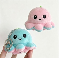 Mignon Pendentif Décoratif en Fourrure pour Sac à Dos, Breloque de Sac à Dos Pieuvre à Visage Transformable, Porte-clés de Couple, Accessoire Créatif pour Sac