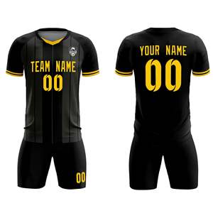 Maillots/ensembles de football personnalisés à rayures classiques noires - Product Image 2