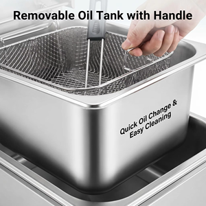 <span class=keywords><strong>Friteuse</strong></span> électrique professionnelle en acier inoxydable avec deux cuves de <span class=keywords><strong>10</strong></span> L et protection contre la surchauffe pour restaurant - Product Image 4