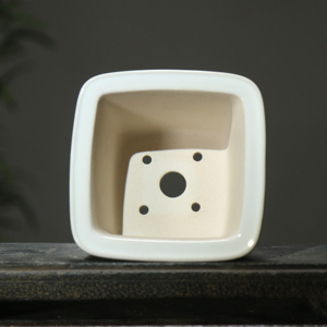 Maceta cuadrada de cerámica para bonsái, azul y blanca, con paisaje pintado a mano, para decoración de escritorio. - Product Image 3