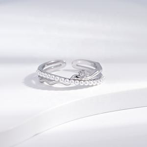 Prix d'usine, bagues vintage en argent sterling 925 plaqué or 18 carats, mode mariage, ouvertes, ajustables, pour femmes, délicates, avec perles. - Product Image 5