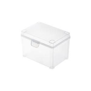 Porte-cartes empilable, petite boîte de rangement transparente pour bureau avec couvercle pour organiser les bijoux - Product Image 5