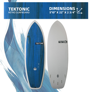 Planche de surf rétro personnalisée OEM |   Planche de surf standard pour débutant en fibre de verre et résine époxy marbrée, laminée à la main, en mousse EPS, 5'10'' - Product Image 4