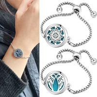 Bracelet diffuseur d'huiles essentielles anti-moustiques unisexe en acier inoxydable électroplaqué, motif ailes d'ange, best-seller TikTok