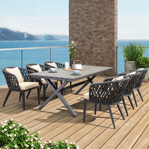 Đồ Nội Thất Ngoài Trời Cổ Điển Đồ Nội Thất Liễu Gai Ghế Ăn Bộ Bàn Ăn Ngoài Trời Cho 8 Bộ Đồ Nội Thất Sân Vườn Ngoài Trời Bàn Ghế - Product Image 2