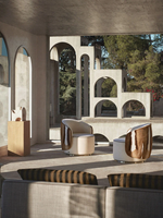 Sillón FENDY de cuero de diseñador, sofá individual, sillón giratorio de lujo elegante redondo para sala de estar