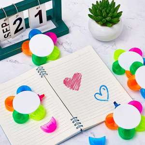Stylo publicitaire personnalisé amusant avec logo, vente en gros, forme de fleur, surligneur cinq couleurs, stylo en plastique - Product Image 5