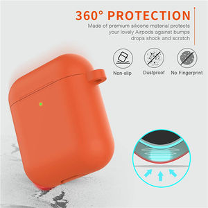 Étui <span class=keywords><strong>Airpods</strong></span> 1/2 en Silicone souple, design fluide, avec mousqueton, coque avec crochet - Product Image 3