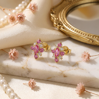 Boucles d'oreilles clous ZG Vintage en laiton avec pierres précieuses marquise étoile du Nord, bijoux célestes pour femme