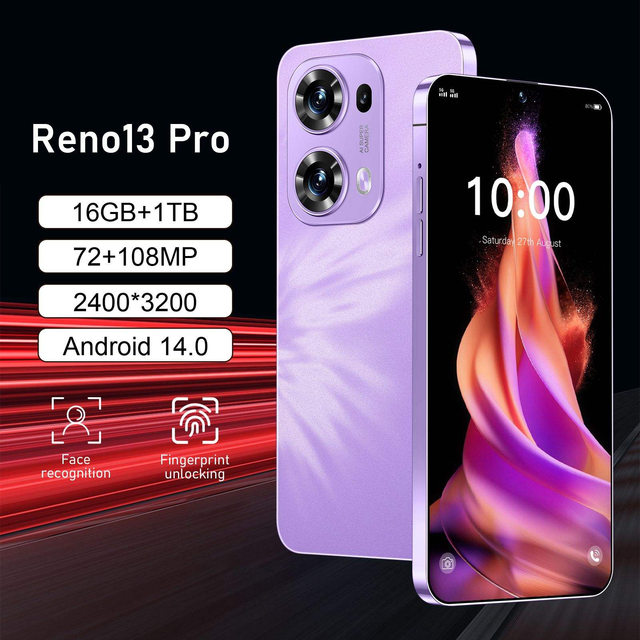 New Model Unlock Reno13 Pro 5G Smartphone 6.9-inch 16GB +1TB MTK Processor Android 14 CDMA LTE Cellular Mobile Phone