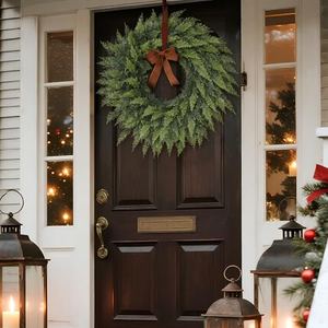 Couronnes de sapin artificielles en plastique vert, douces au toucher, plusieurs styles, pour la décoration de la maison, des fenêtres et des portes d'entrée - Vente en gros 2026 - Product Image 4