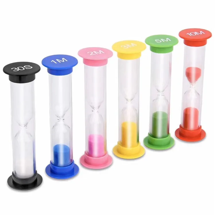 6pcs Egg Time Plastic Sandglass Hourglass 30 Second-1-2-3-5-10 Min Sand Timer Set