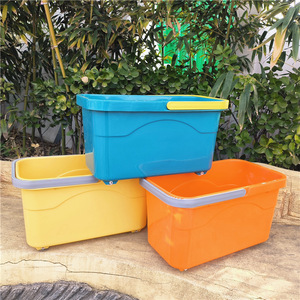 Large Thickened Rectangular <b>Mop</b> Bucket With Wheels Portable <b>Flat</b> Bucket For Home Floor Cleaning Mixed Color - Product Image 3