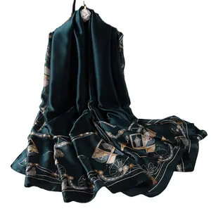 Wholesale 2020 latest luxury vintage style 100% chiffon silk scarves long soft women thin silk scarf