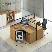 Bureau Open Space 6 places en forme de L, bureau moderne, configuration de poste de travail de bureau